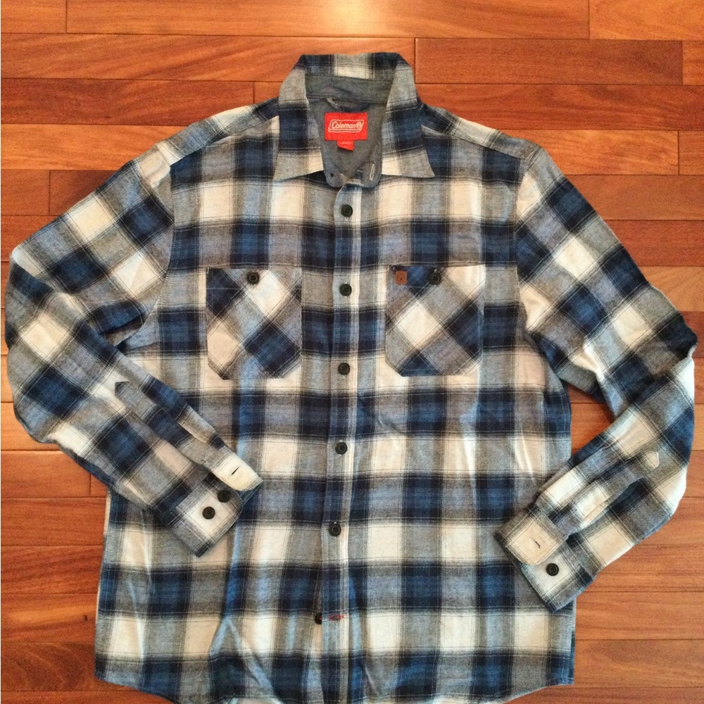 PRICE DROP! Blue and White Plaid Flannel Shirt